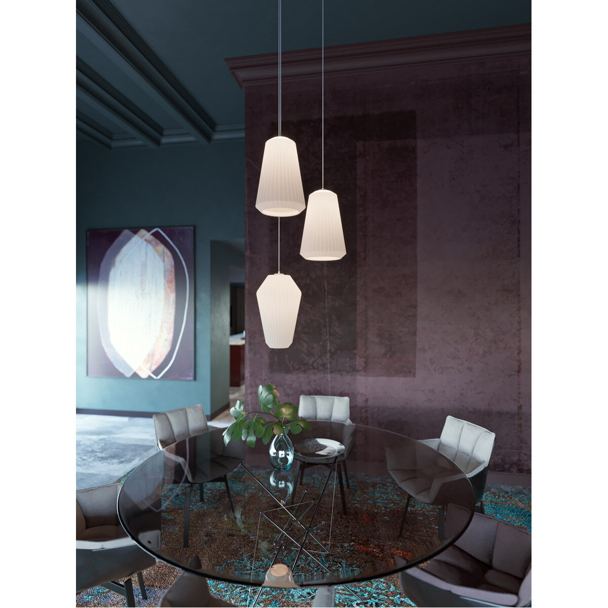 AFX Lily Linear Multi Light Pendant White LLYP11MBWHLNR3
